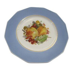 Marks Rosenfeld Vintage Luncheon Plate Blue Apples France GUC 50s 60s